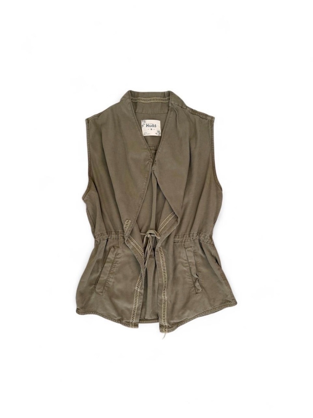 Mudd Olive Green Drawstring Sleeveless Utility Vest